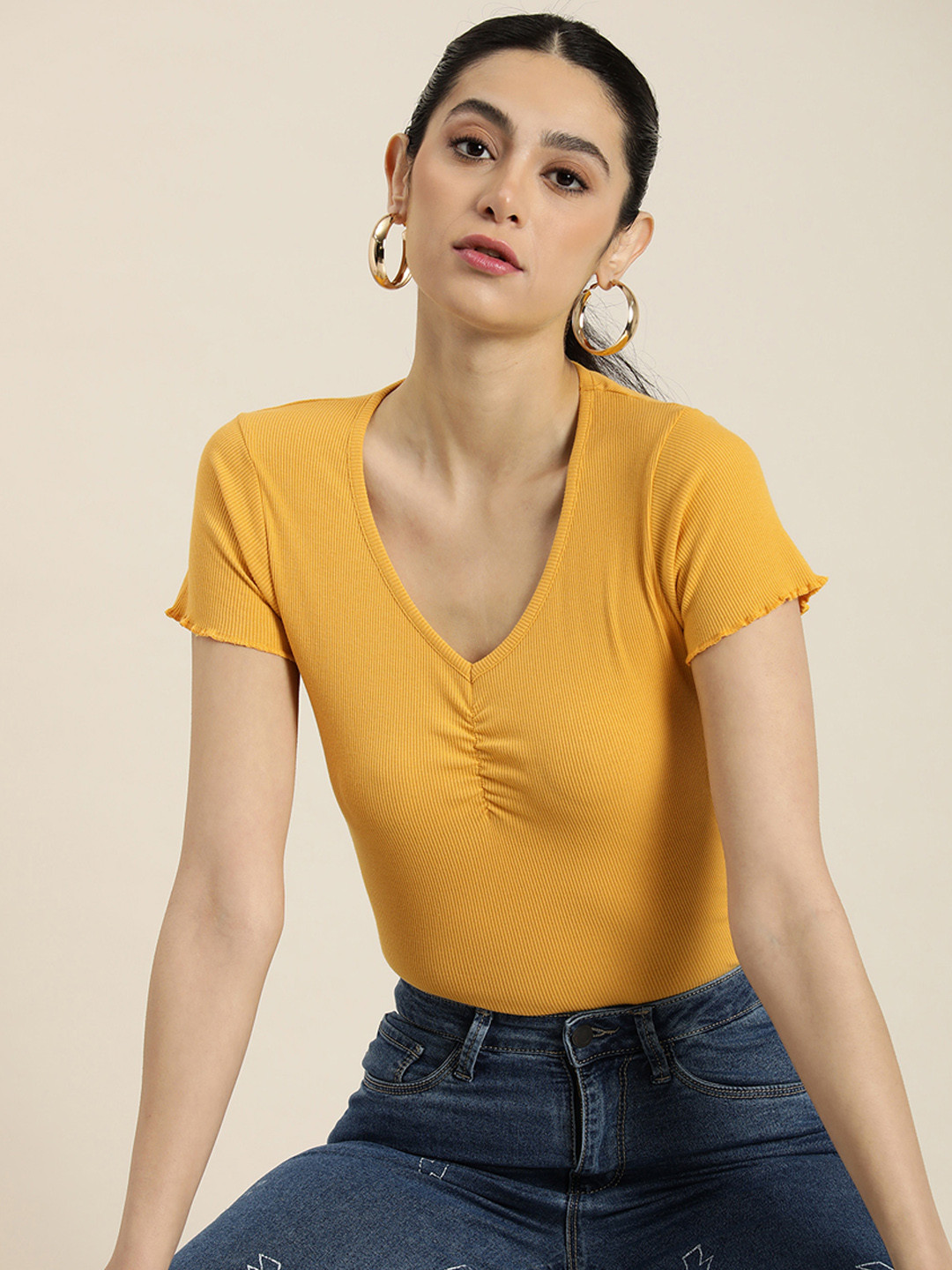 

Moda Rapido V-Neck Top, Yellow