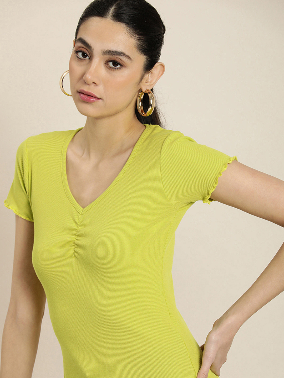 

Moda Rapido V-Neck Top, Fluorescent green
