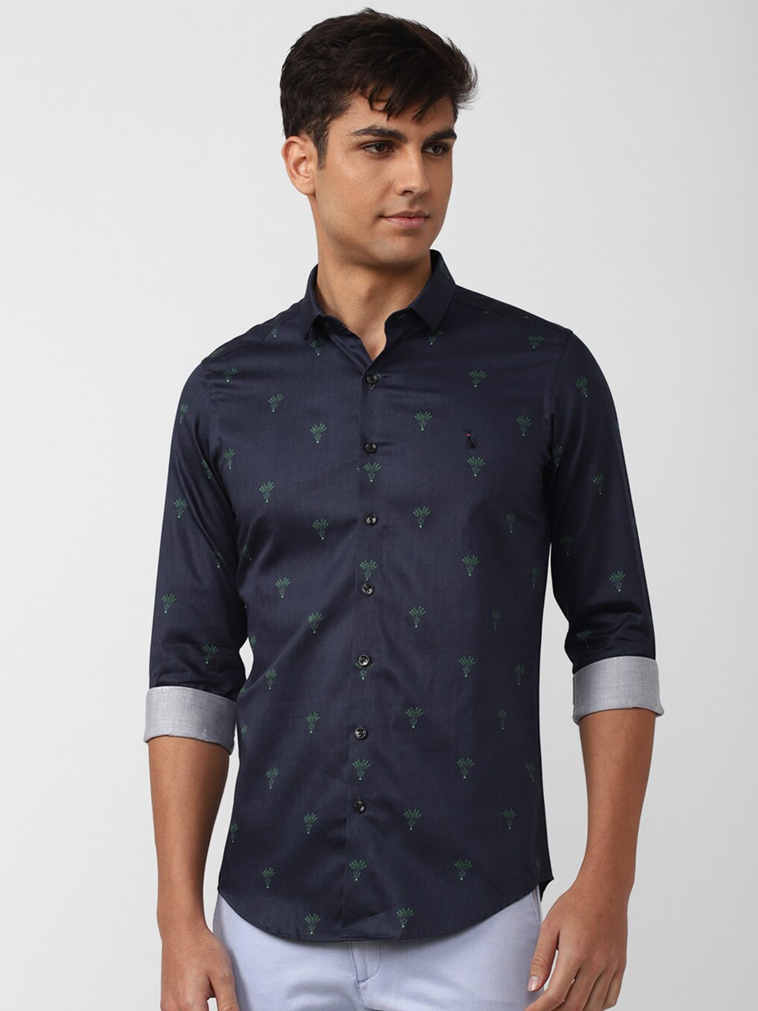 

SIMON CARTER LONDON Men Slim Fit Printed Pure Cotton Casual Shirt, Navy blue