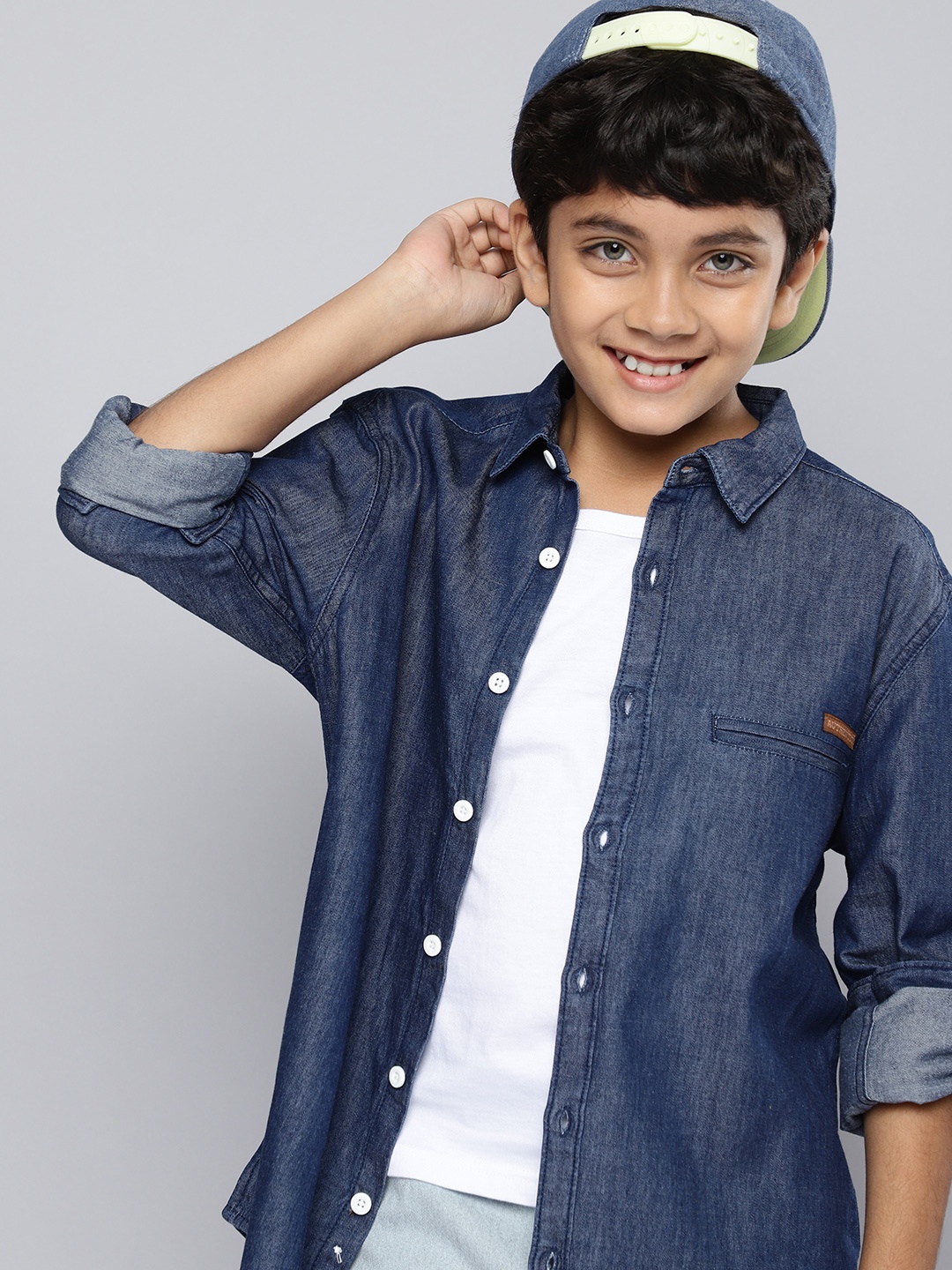 

HERE&NOW Boys Pure Cotton Casual Shirt, Blue