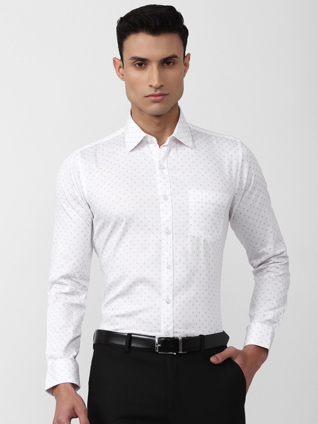 

Van Heusen Men Slim Fit Printed Pure Cotton Formal Shirt, White