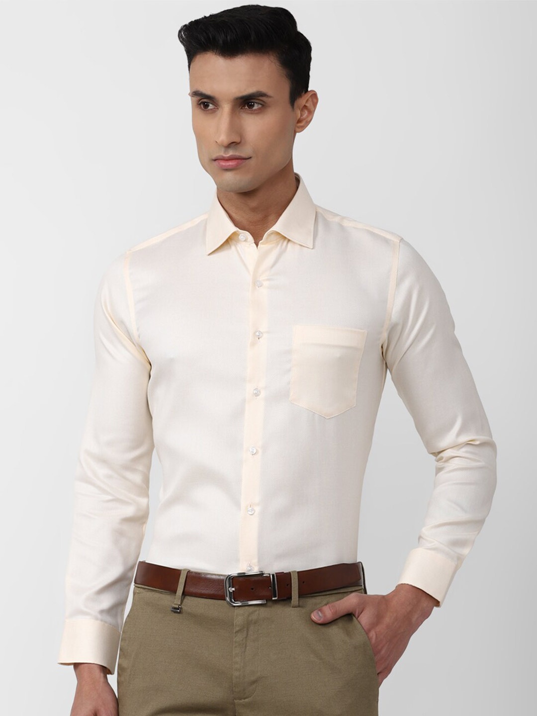 

Van Heusen Men Slim Fit Pure Cotton Formal Shirt, Cream