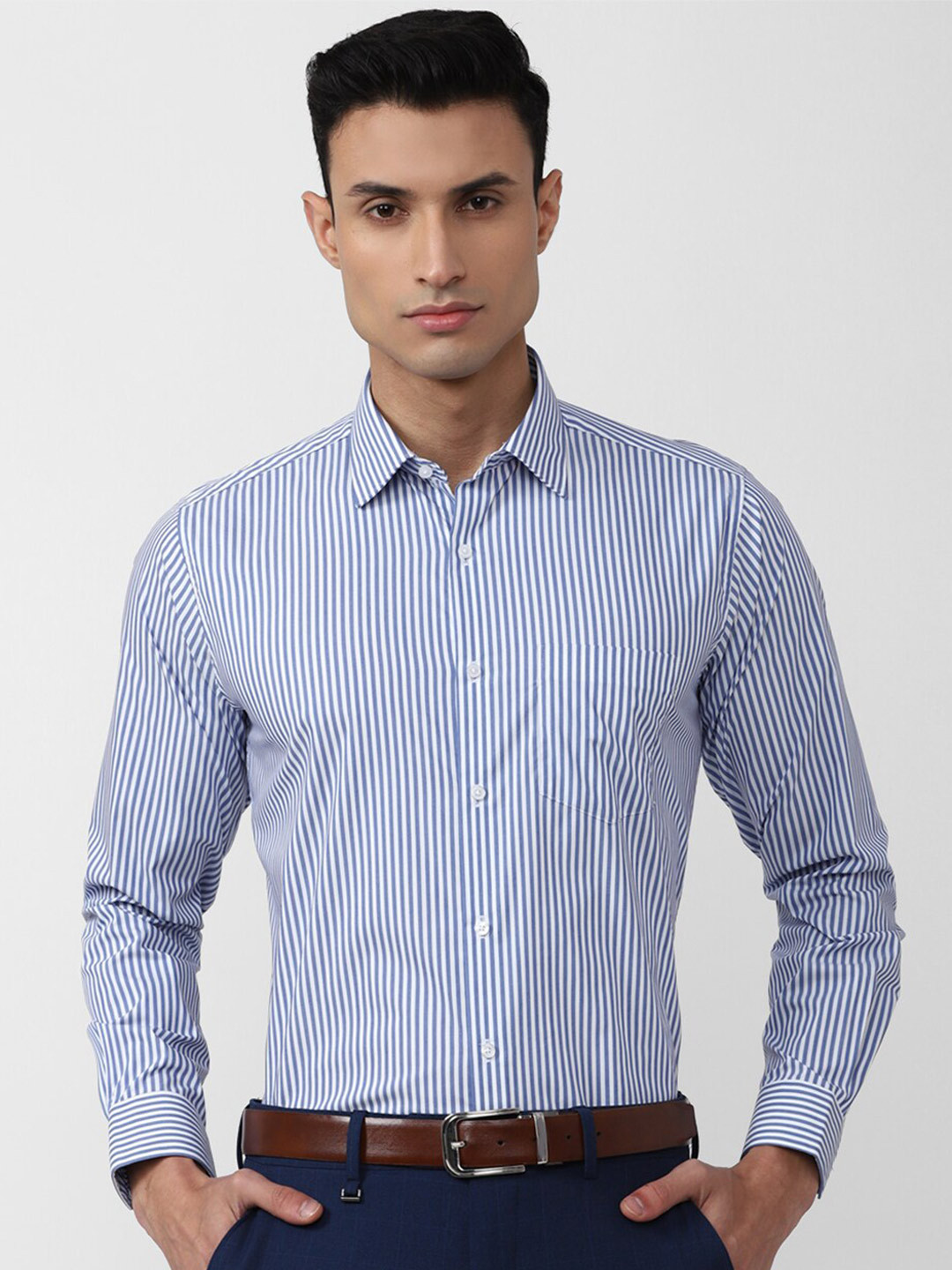 

Van Heusen Men Striped Formal Shirt, Blue