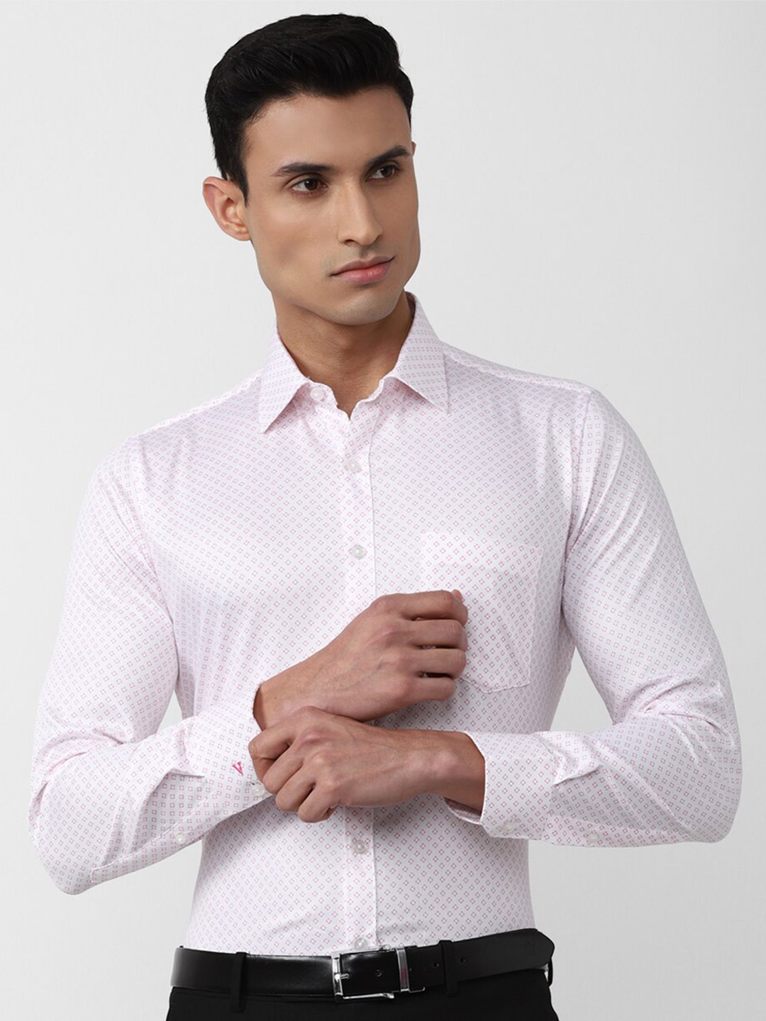 

Van Heusen Men Cotton Slim Fit Printed Formal Shirt, White