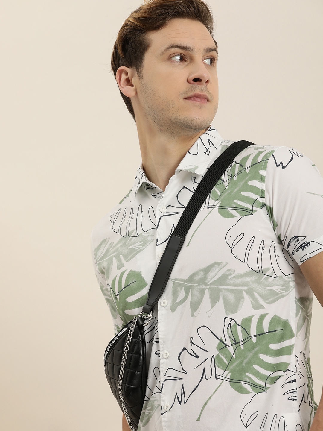 

Moda Rapido Men Pure Cotton Slim Fit Opaque Printed Casual Shirt, White