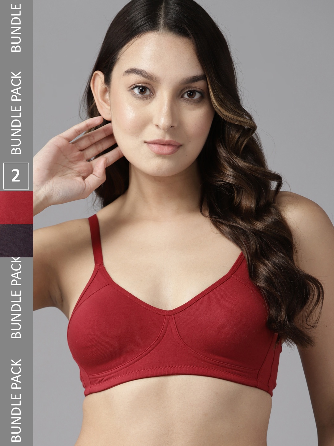 

The Roadster Lifestyle Co. Pack of 2 Non Padded Everyday Bras, Red