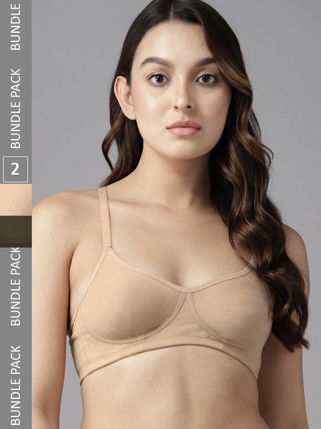 

The Roadster Lifestyle Co. Pack of 2 Non Padded Everyday Bras, Beige