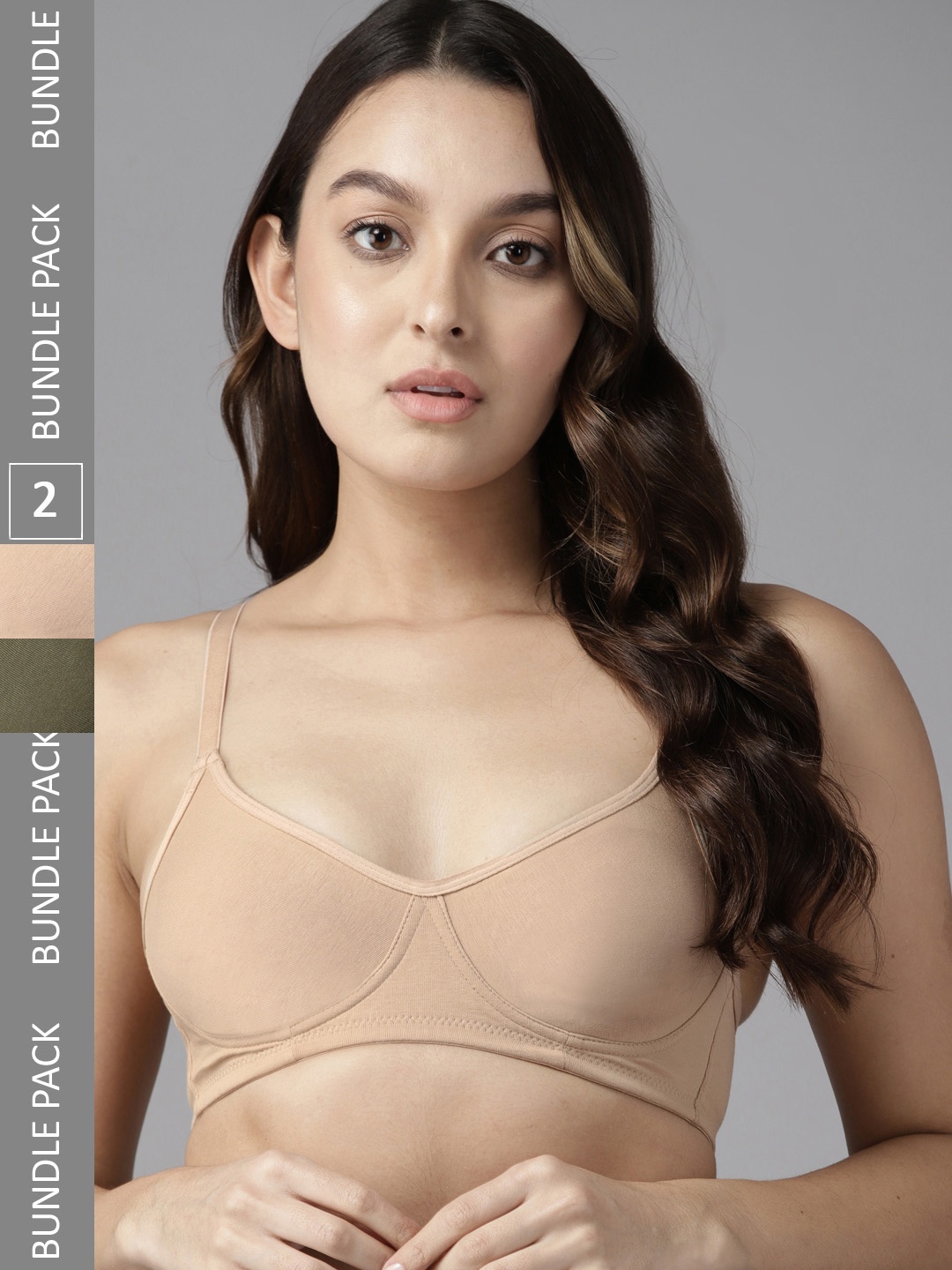 

The Roadster Lifestyle Co. Pack of 2 Non Padded Everyday Bras, Beige