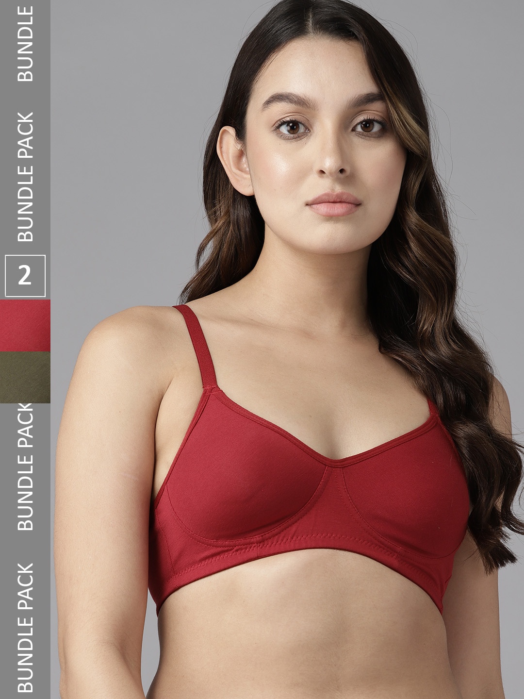

The Roadster Lifestyle Co. Pack of 2 Non Padded Everyday Bras, Olive