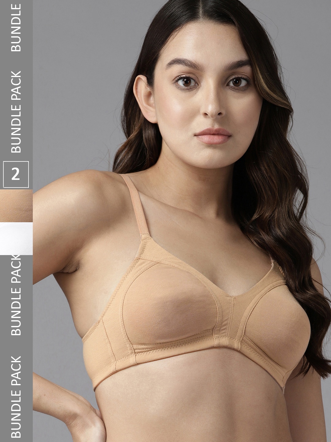 

The Roadster Lifestyle Co. Pack of 2 Non Padded Everyday Bras, Beige