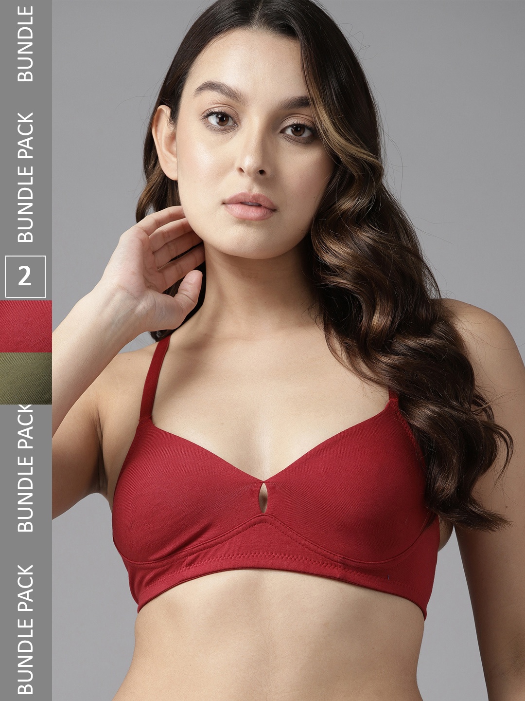 

The Roadster Lifestyle Co. Pack of 2 Non Padded Everyday Bras, Red