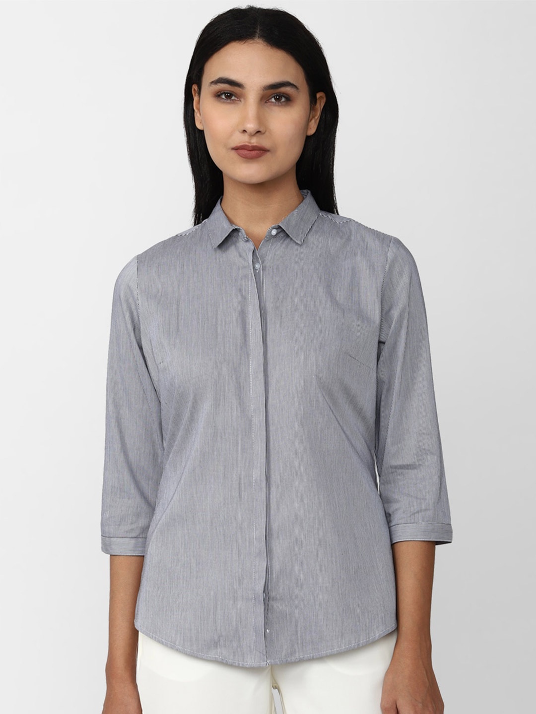 

Van Heusen Woman Cotton Formal Shirt, Grey