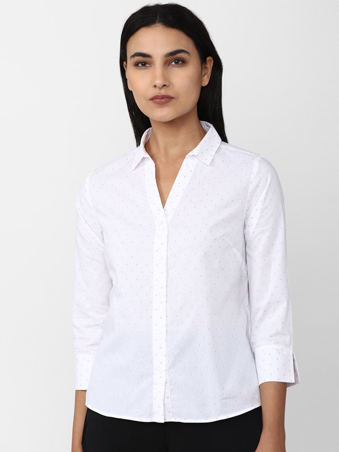 

Van Heusen Woman Cotton Printed Casual Shirt, White