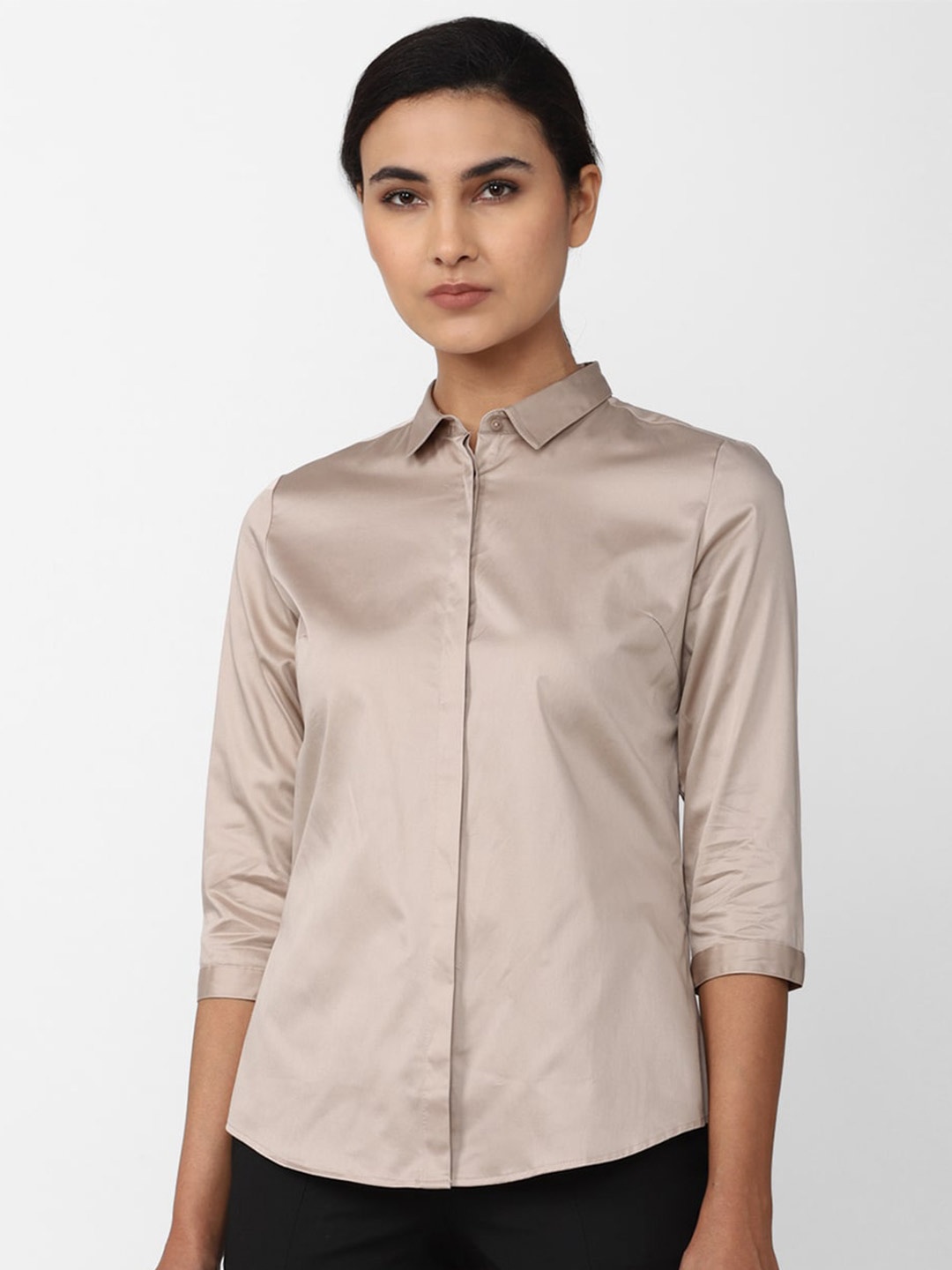 

Van Heusen Woman Women Solid Slim Fit Formal Shirt, Beige