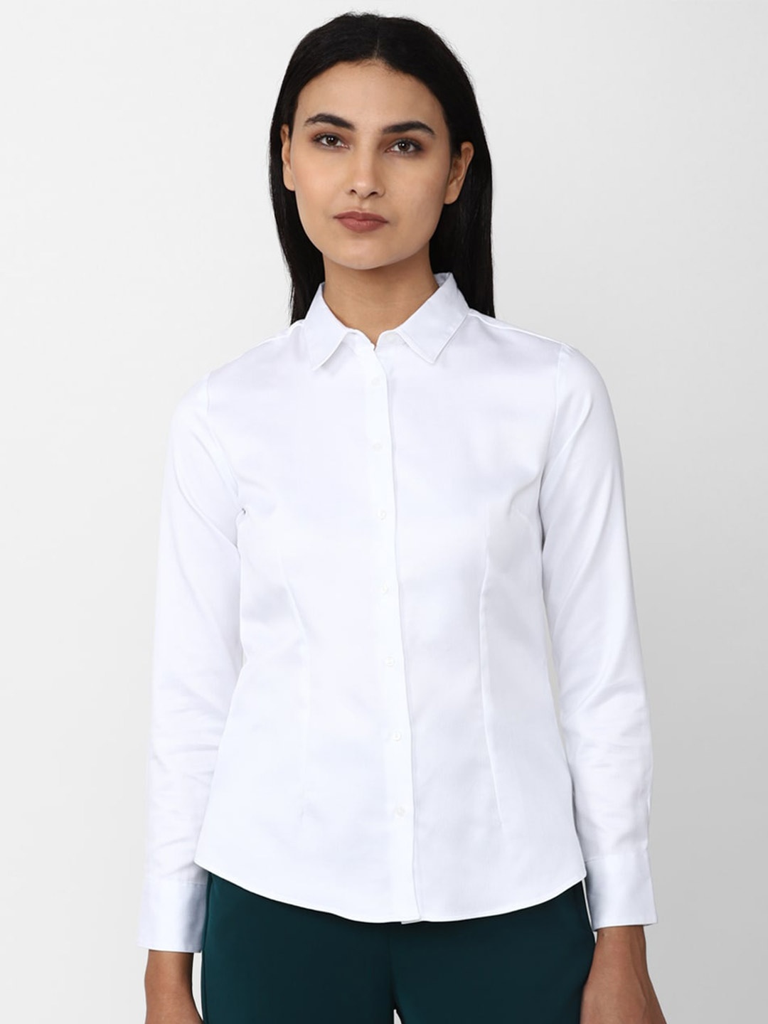 

Van Heusen Woman Women Pure Cotton Solid Casual Shirt, White