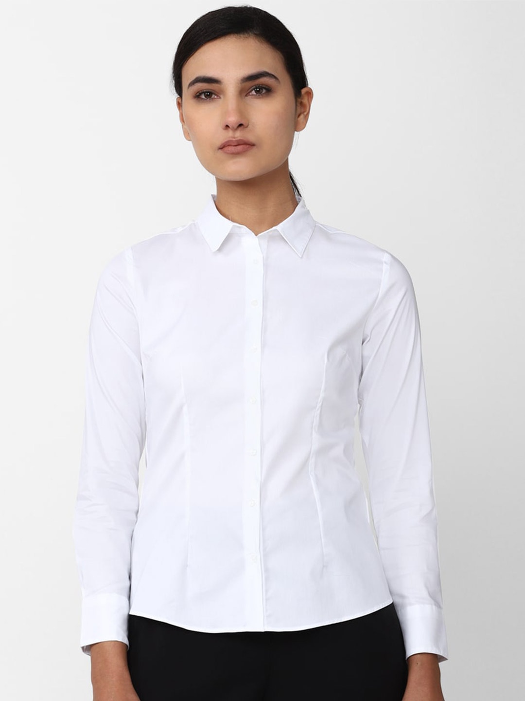 

Van Heusen Woman Women Pure Cotton Solid Slim Fit Casual Shirt, White