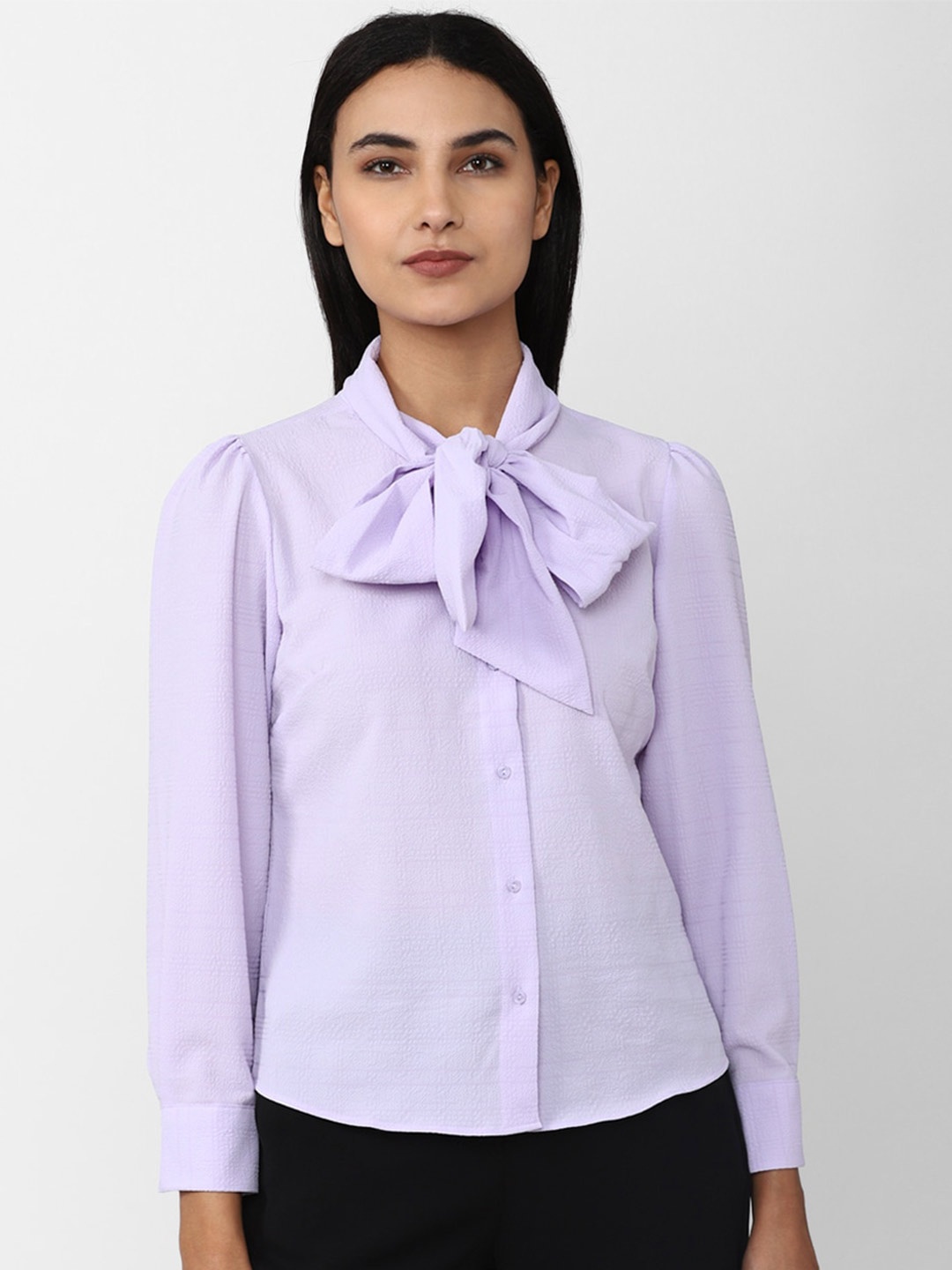 

Van Heusen Woman Tie Neck Formal Shirt, Purple