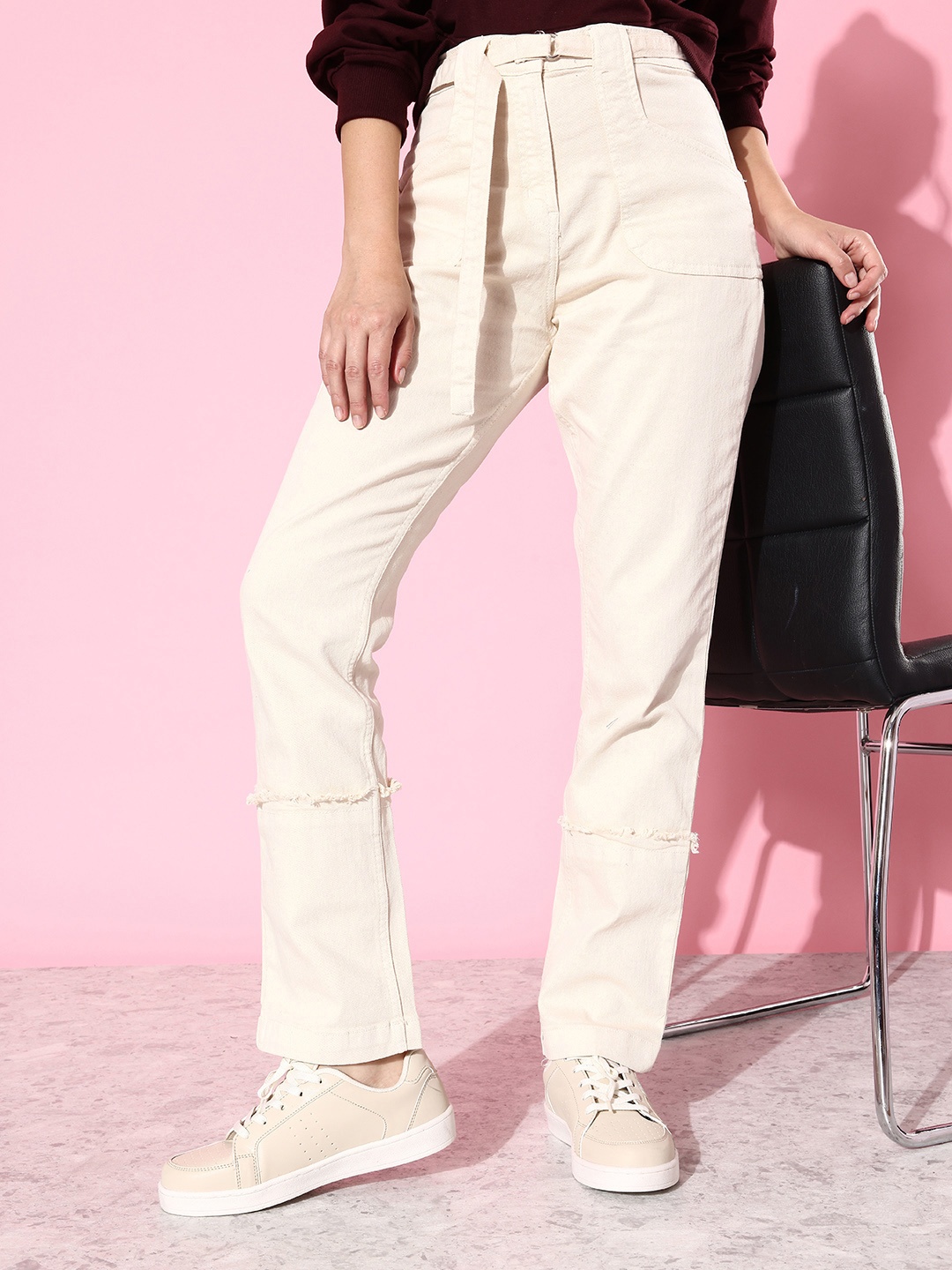

The Roadster Life Co. Women Off White Straight Fit HR Stretchable Upgraded Denims Jeans
