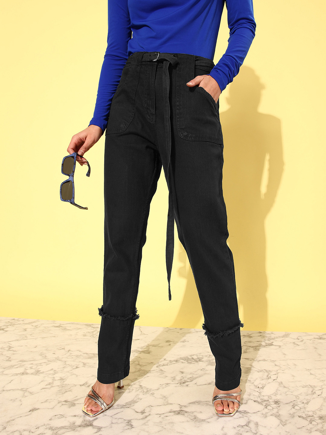 

The Roadster Lifestyle Co. Women Jet Black Straight Fit High-Rise Upgraded denim Jeans