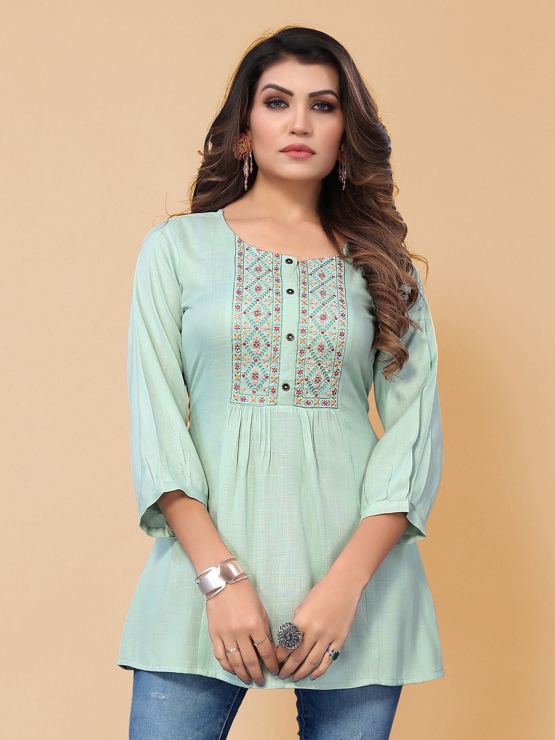 

KALINI Empire Longline A-Line Top, Sea green