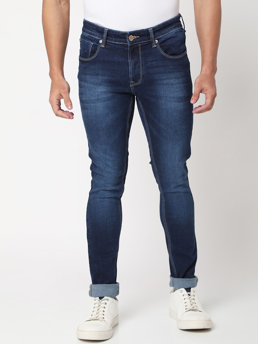 

SPYKAR Men Super Skinny Fit Low-Rise Heavy Fade Jeans, Blue