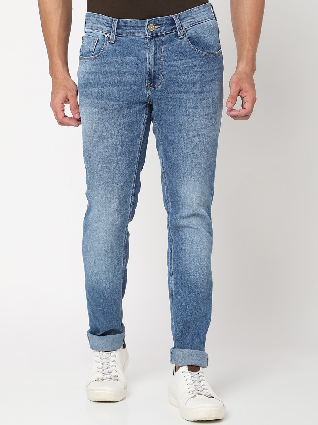 

SPYKAR Men Slim Fit Low-Rise Heavy Fade Jeans, Blue