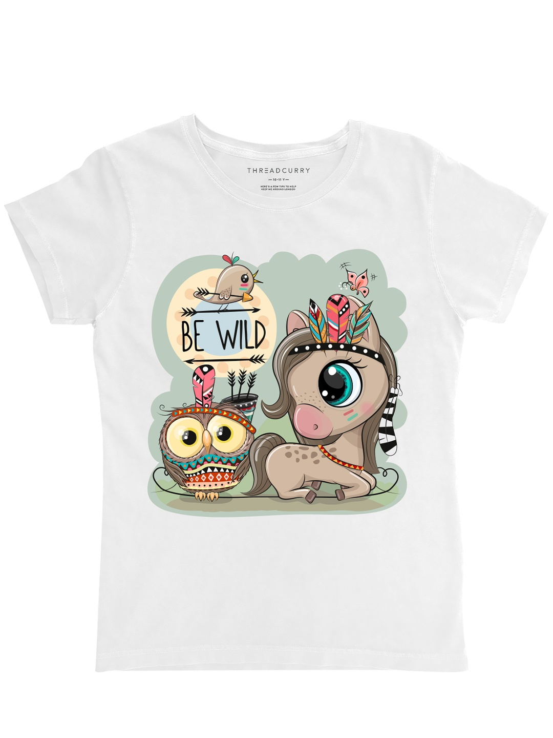 

THREADCURRY Girls Unicorn Printed Cotton T-shirt, White