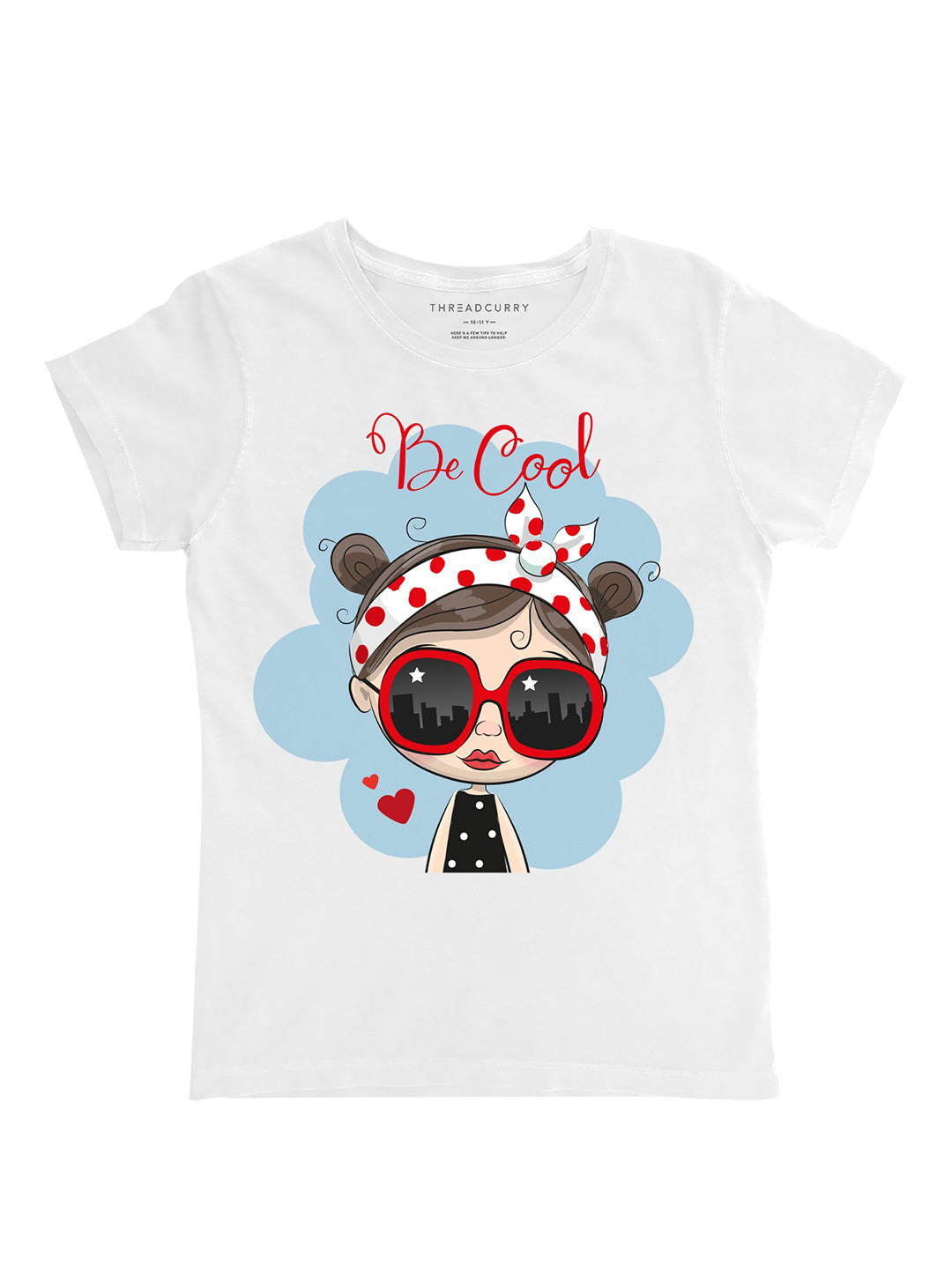 

THREADCURRY Girls Printed Cotton T-shirt, White