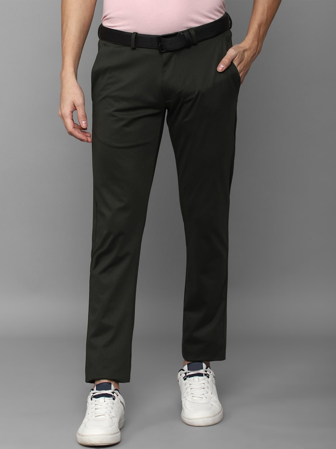

Allen Solly Men Slim Fit Mid-Rise Trousers, Olive
