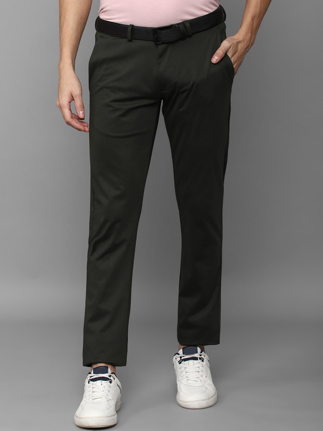 

Allen Solly Men Slim Fit Mid-Rise Trousers, Olive