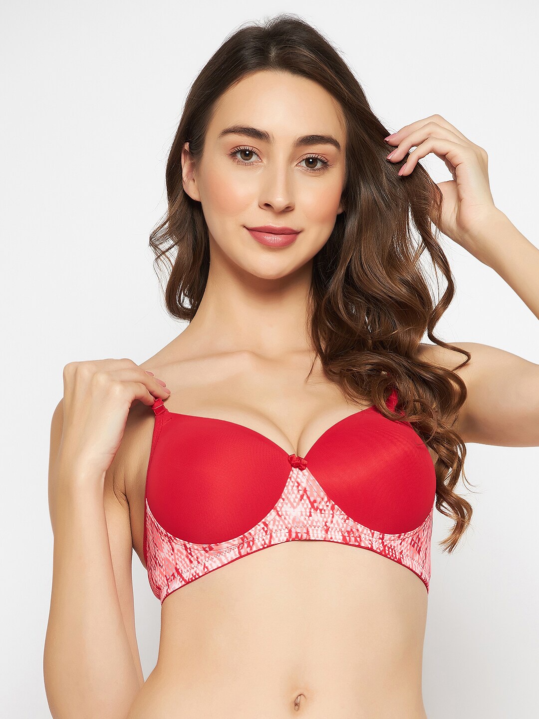 

Clovia Abstract Bra Lightly Padded, Red
