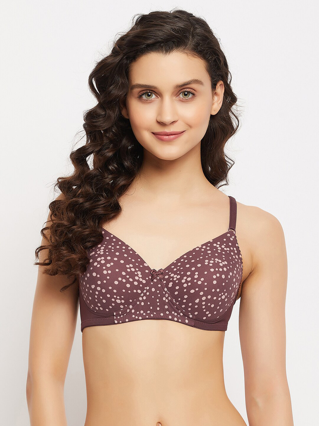 

Clovia Printed Lightly Padded T-shirt Bra, Brown