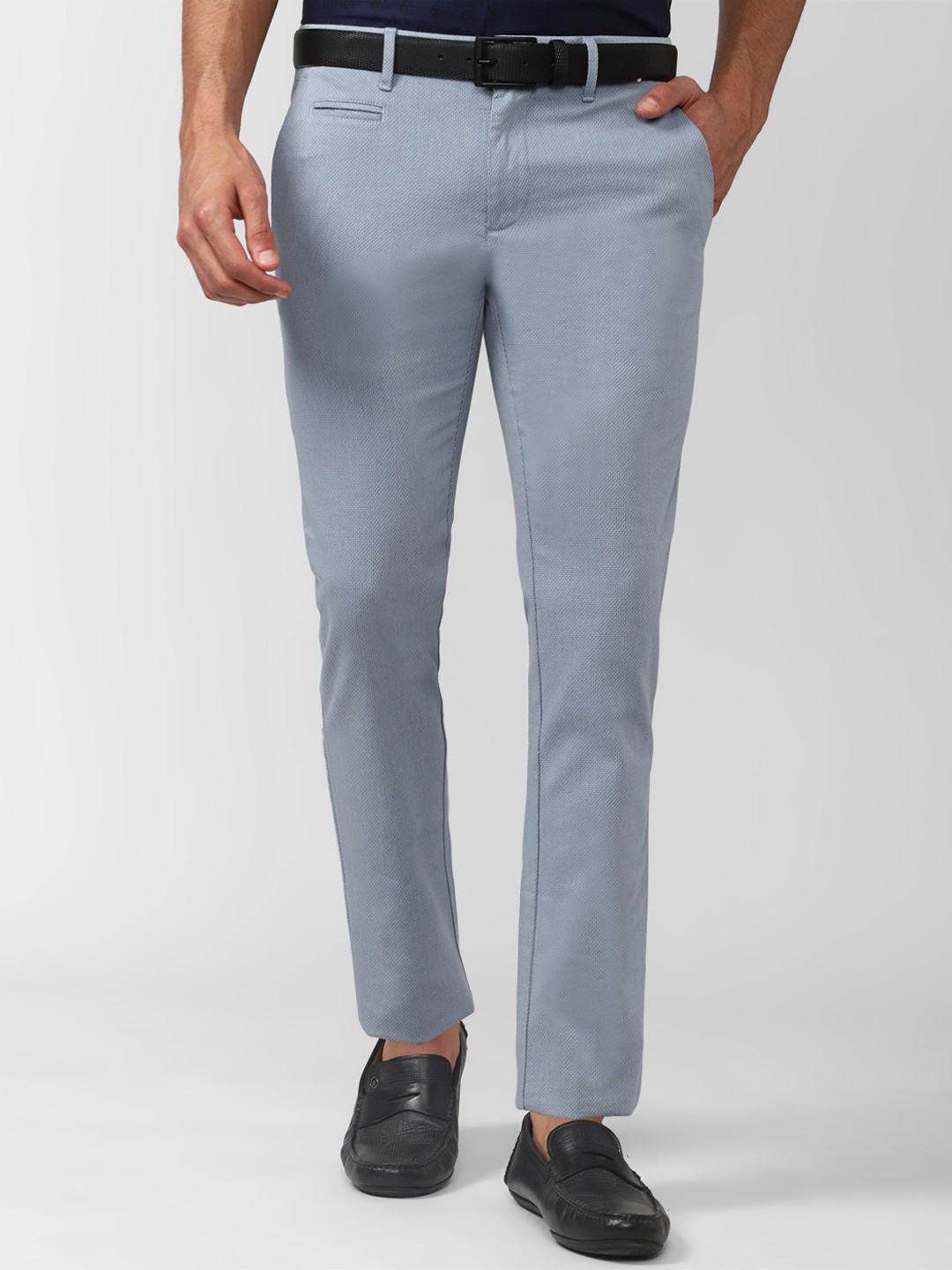 

V Dot Men Slim Fit Trousers, Blue