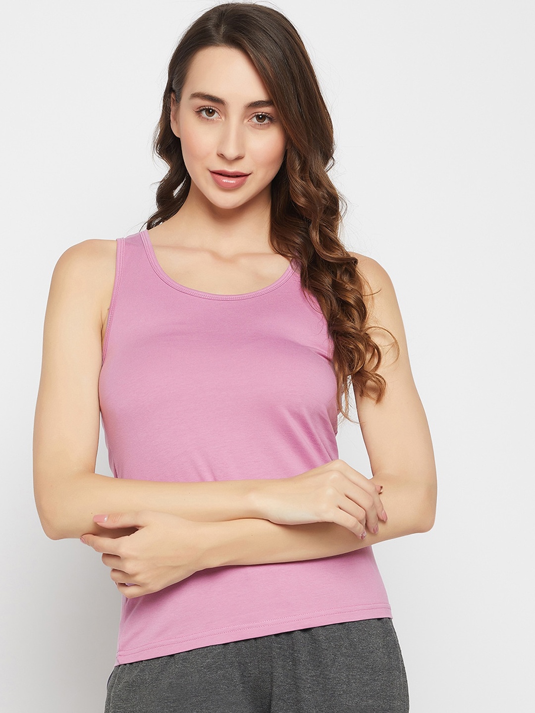 

Clovia Women Round Neck Cotton Camisole, Purple