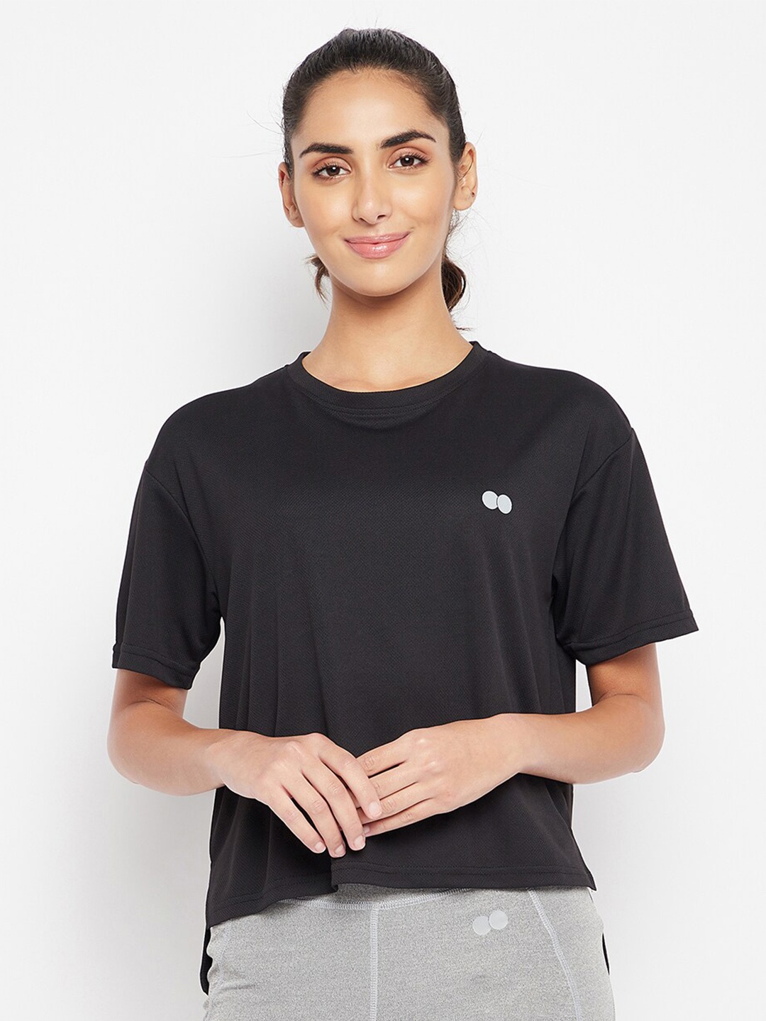 

Clovia Boxy Fit Active T-shirt, Black