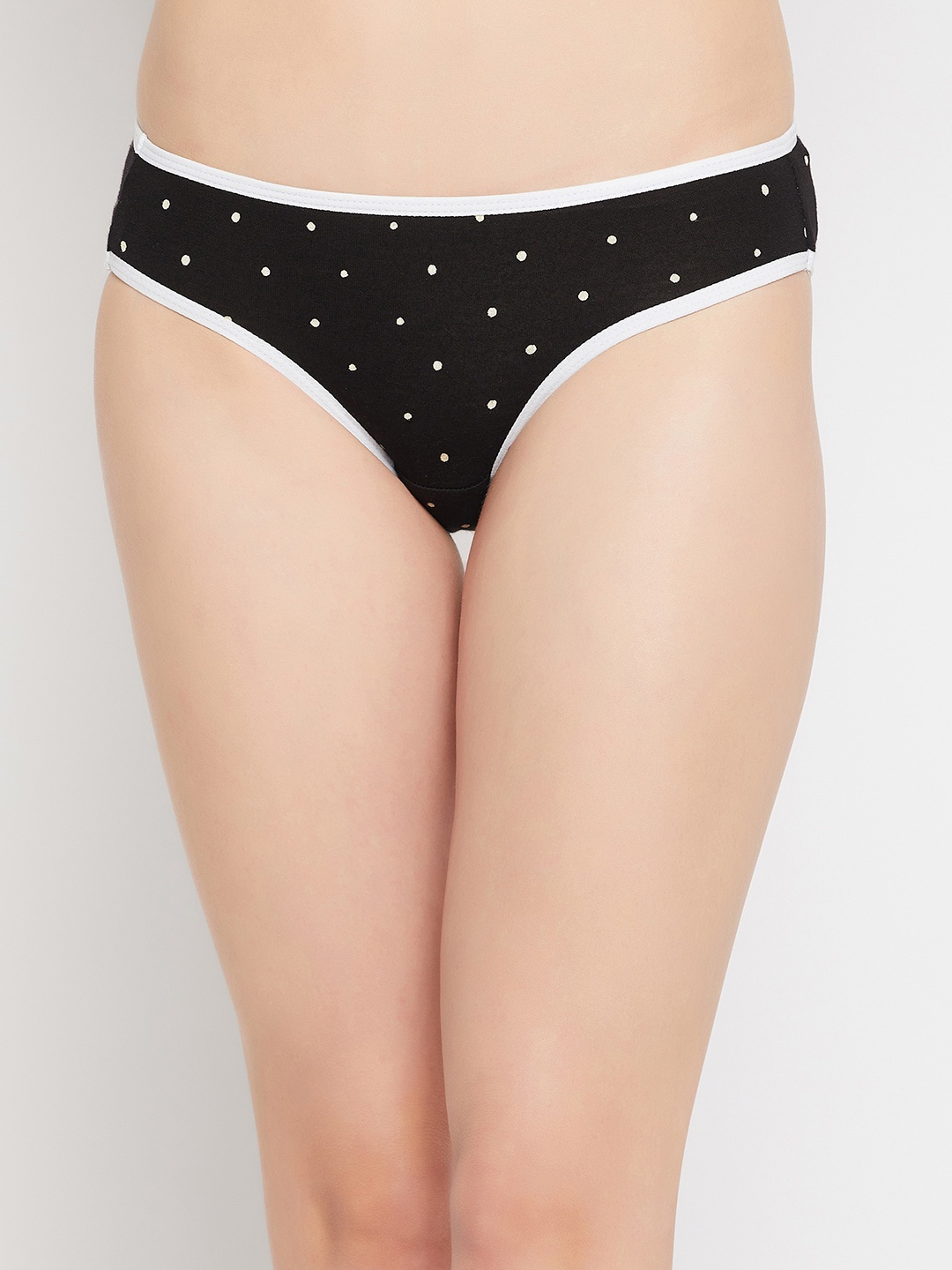 

Clovia Women Polka Dot Printed Cotton Low-Rise Bikini Briefs, Black