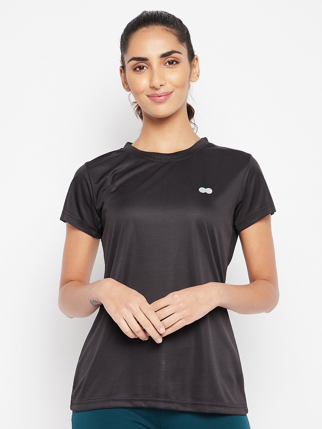 

Clovia Women Comfort Fit Active T-shirt, Black