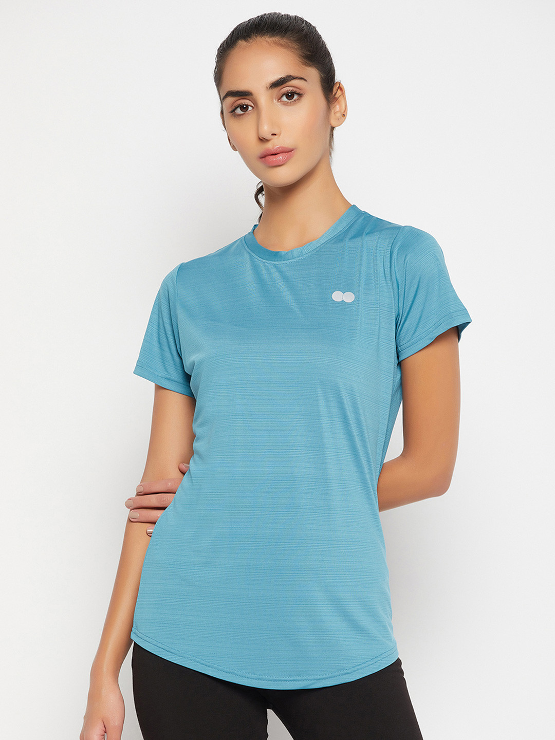 

Clovia Women Camouflage Printed Comfort Fit Active T-shirt, Blue