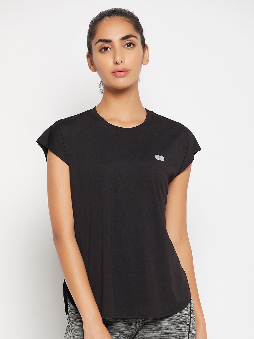 

Clovia Women Comfort Fit Active T-shirt, Black