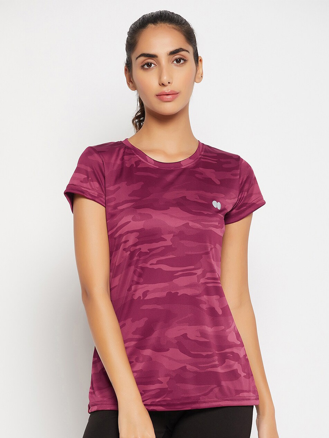 

Clovia Women Printed T-shirt, Burgundy