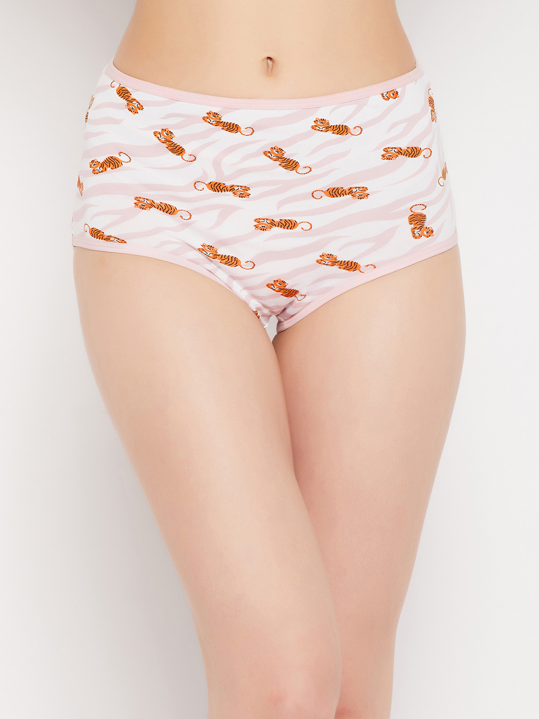 

Clovia Women High Waist Tiger Printed Briefs, White