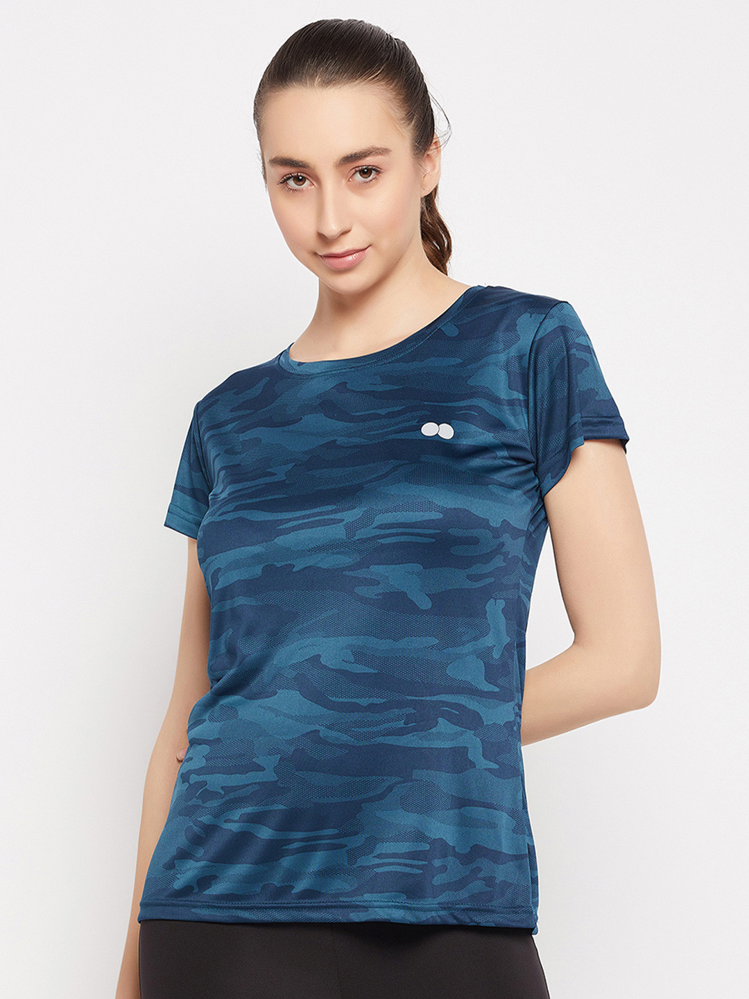 

Clovia Women Comfort Fit Active T-shirt, Blue