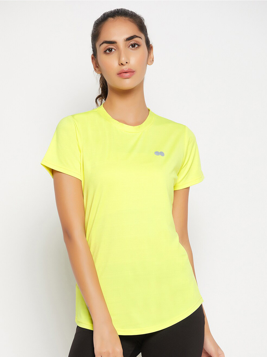 

Clovia Women Slim Fit Active T-shirt, Yellow