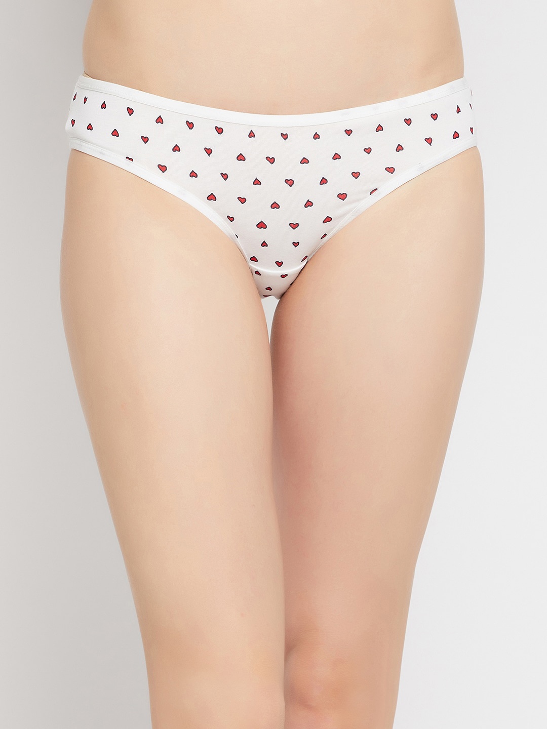 

Clovia Women Low Waist Heart Print Cotton Bikini Briefs PN3465I18XXL, White