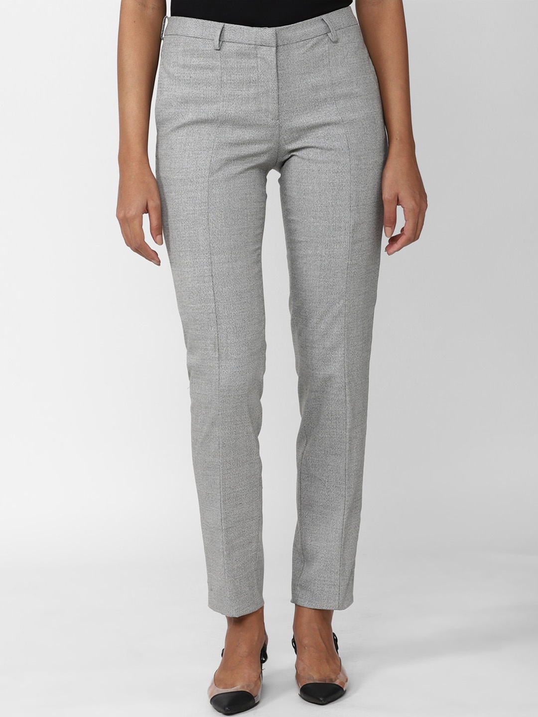 

Van Heusen Woman Checked Formal Trousers, Grey