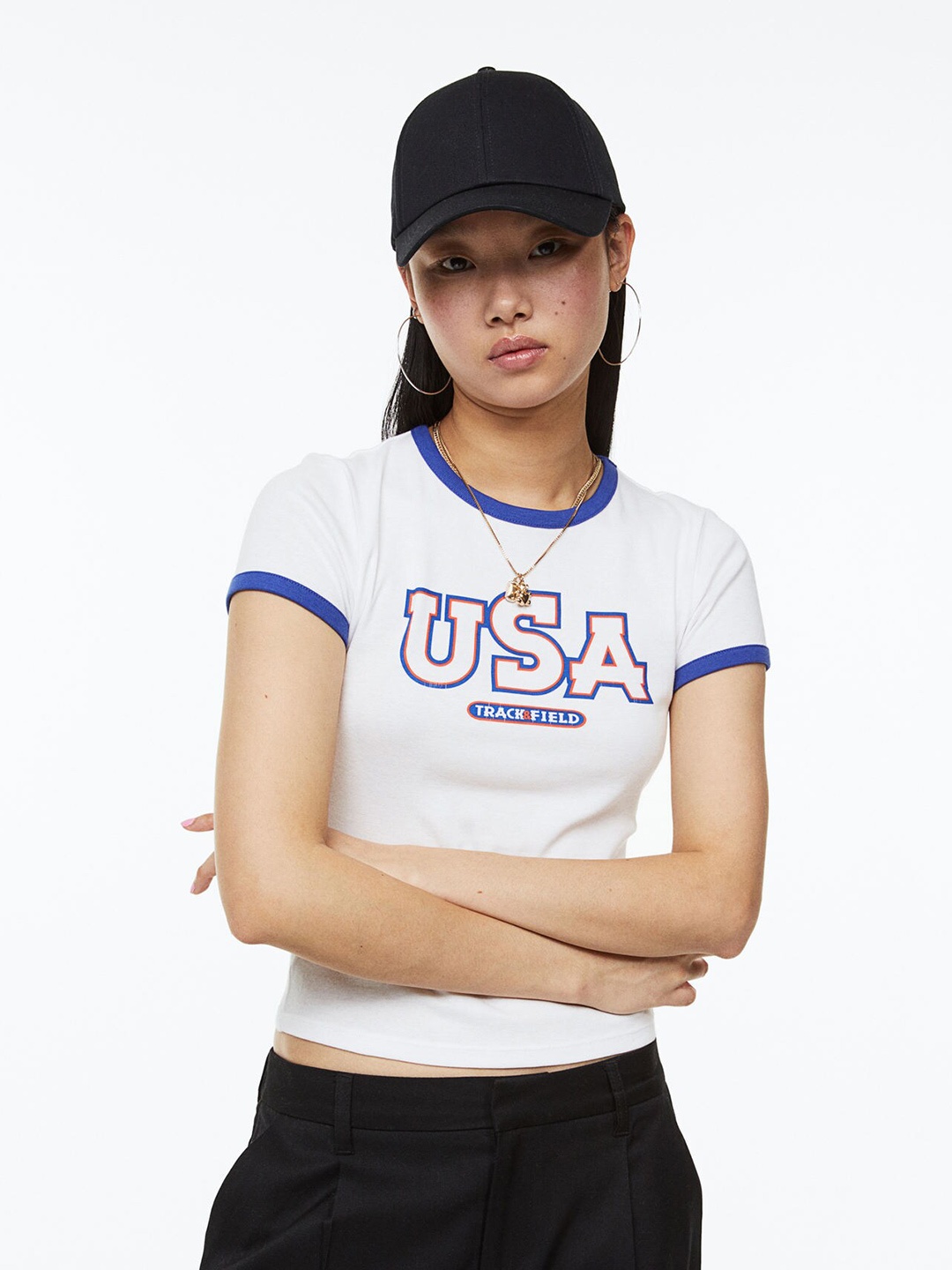 

H&M Woman Fitted Cotton Top, Multi