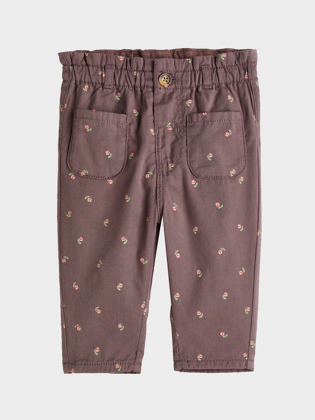 

H&M Kids Girls Lined Paper Bag Trousers, Burgundy