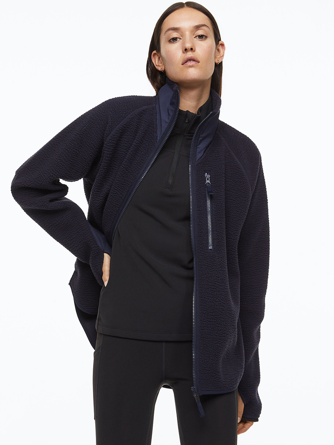 

H&M Women Teddy Sports Jacket, Blue