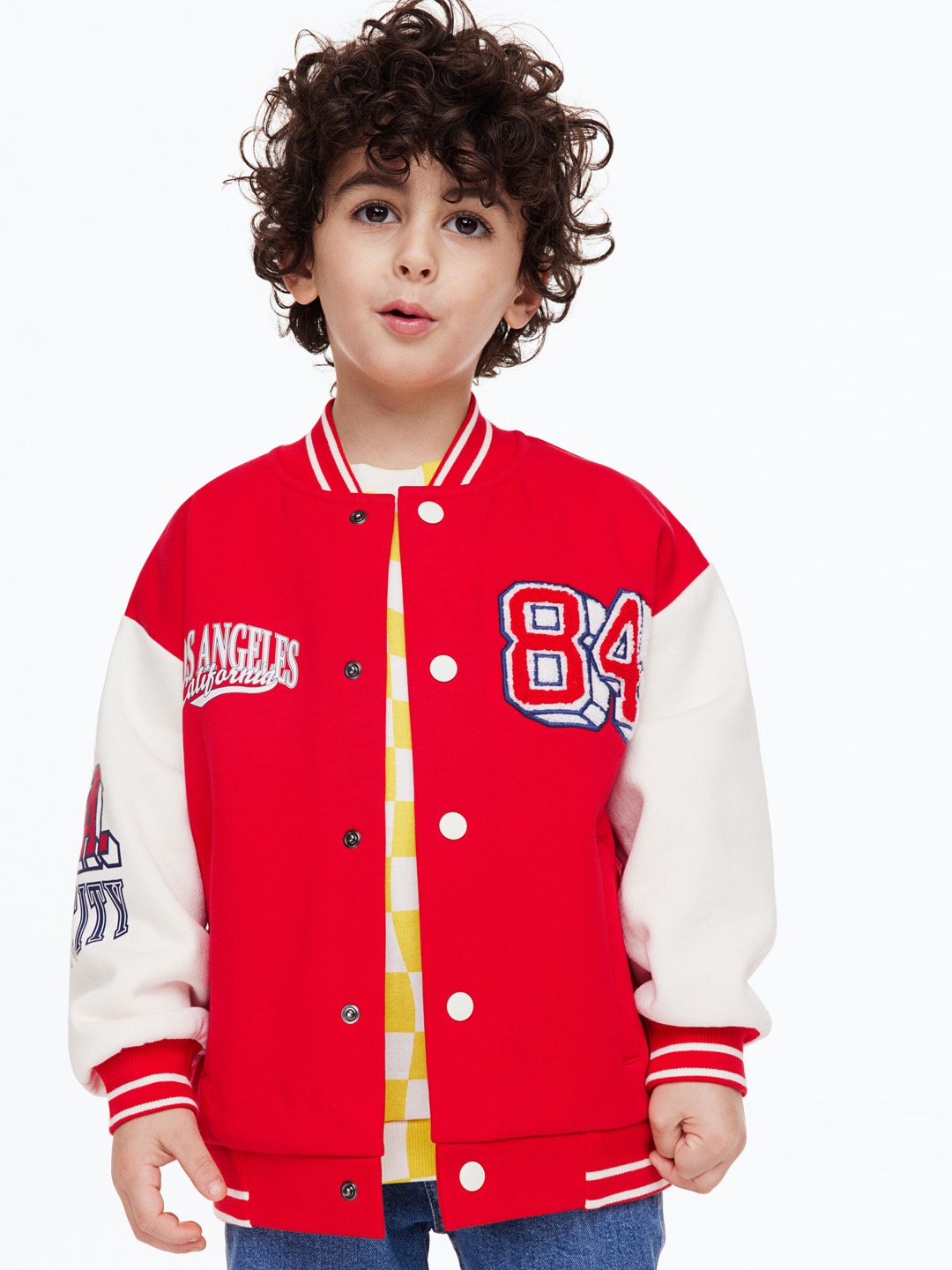

H&M Boys Applique Baseball Jacket, Red