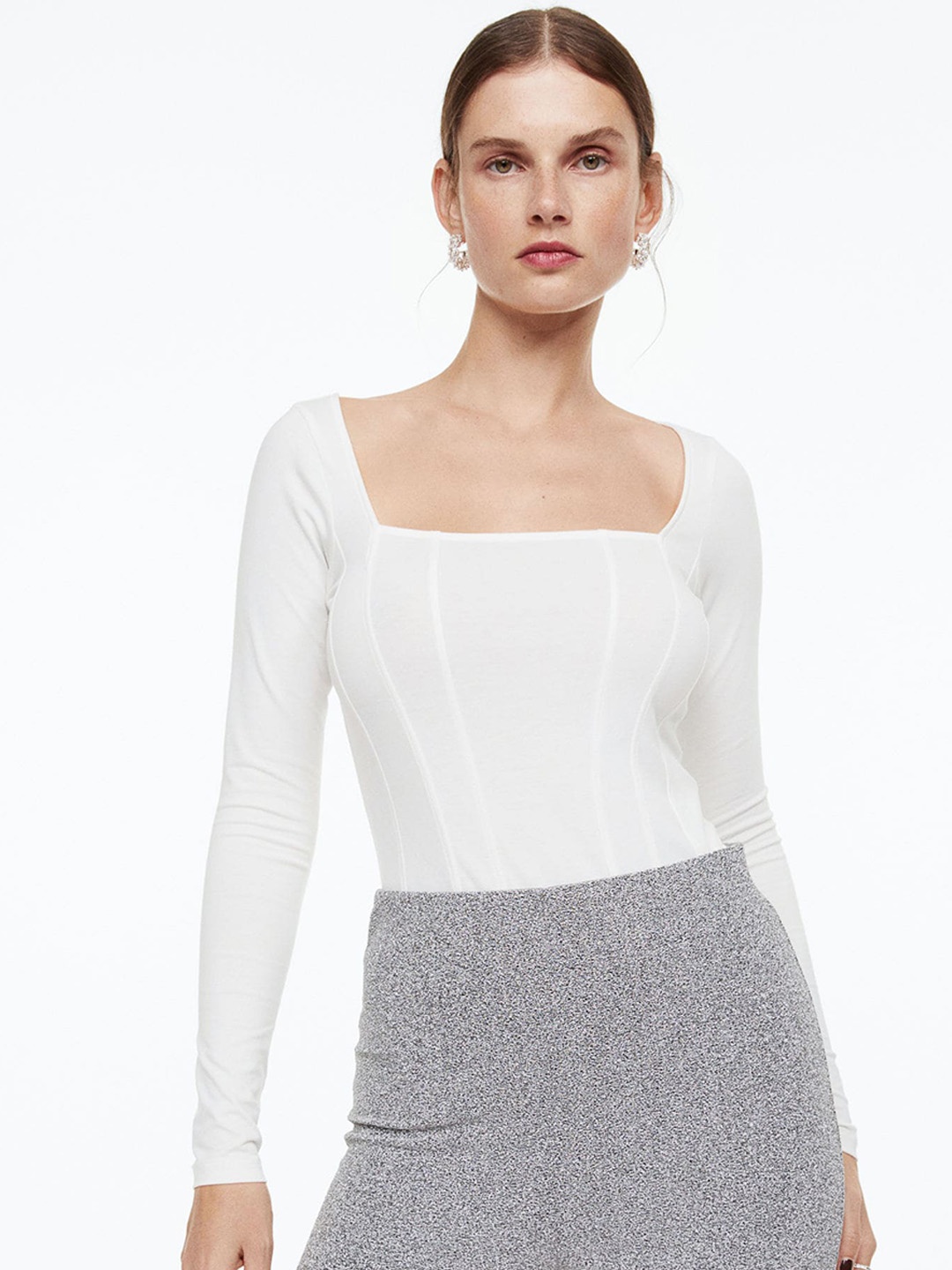 

H&M Women Long-Sleeved Body, White